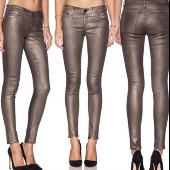 ☔️🔸️J Brand Bronze Metallic "Gold Dust" Stretch Super Skinny Jeans Size 6 - Picture 1 of 12